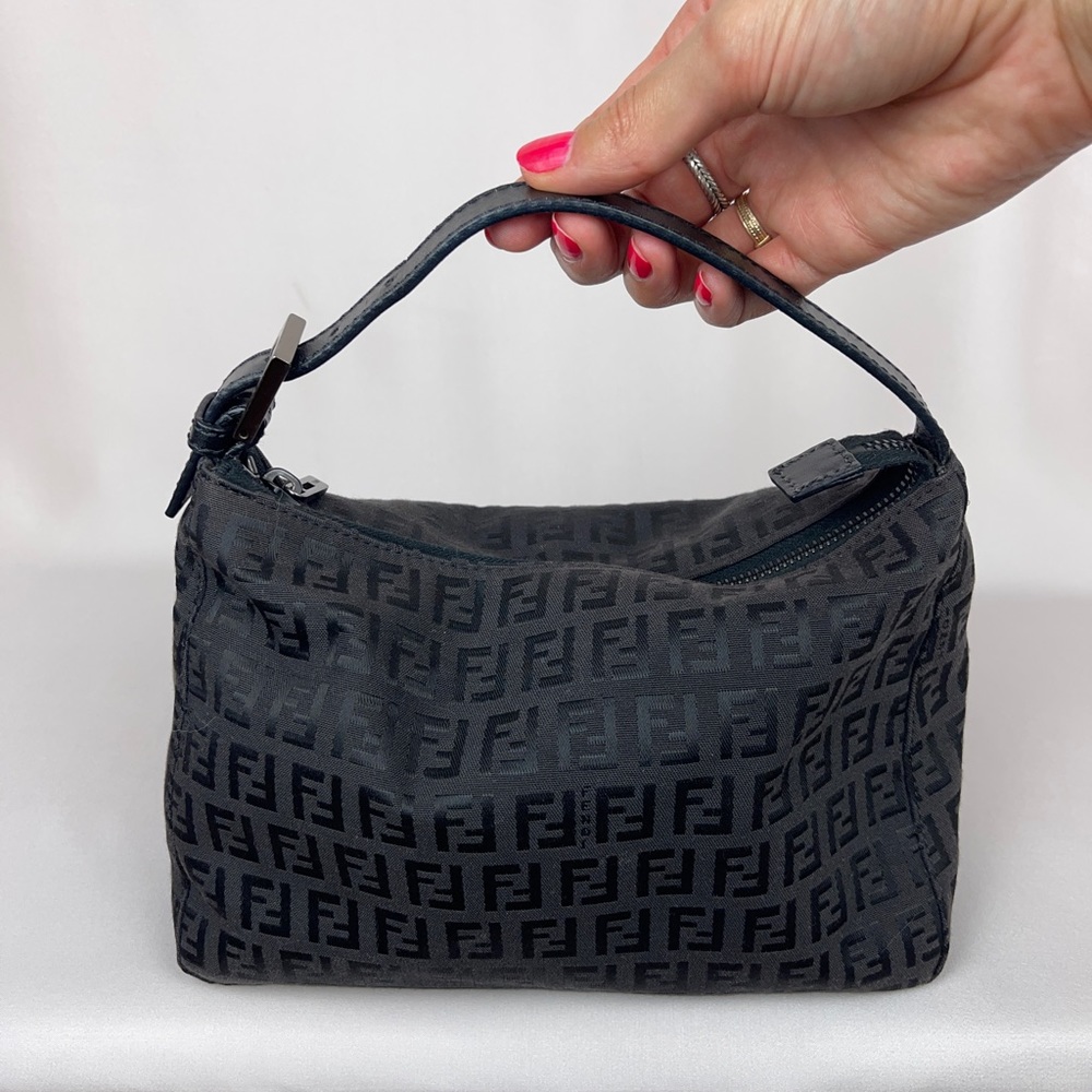 ❌SOLD❌ FENDI Black Zucchino print canvas mini hobo bag